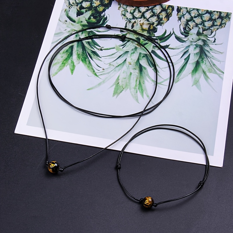 Classic Minimalist Adjustable Bracelet and Necklace Set, Tiger's Eye
